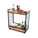 Ver imagem 2 de Carrinho Churrasco Mesa de Servir Multiuso Gourmet em Aço e Madeira Maciça