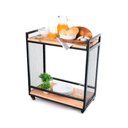 Ver imagem 3 de Carrinho Churrasco Mesa de Servir Multiuso Gourmet em Aço e Madeira Maciça