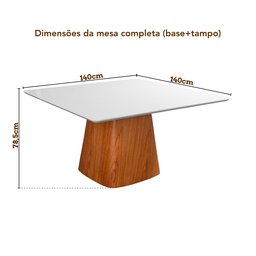 Mesa Quadrada em Madeira Maciça e Verniz Bérgamo Authentic - 3