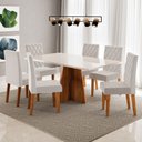 Ver imagem 2 de Mesa de Jantar 6 Lugares Antonella com Vidro Mel/off White/veludo Pastel - Viero Móveis