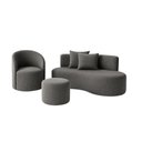 Ver imagem 2 de Conjunto 01 Poltrona + Sofá e 1 Puff Curvo Orgânico Nature Gaia Boucle Cinza - Montanaris Decor