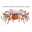 Ver imagem 4 de Conjunto Mesa Bérgamo Tampo c/ Detalhe e 8 Cadeiras Madeira Maciça, Estofada e Rattan de Fibra 100% 