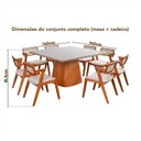 Ver imagem 3 de Conjunto Mesa Bérgamo Tampo c/Detalhe e 8 Cadeiras Madeira Maciça, Estofada e Rattan de Fibra 100% m