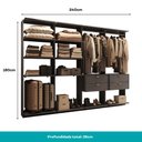 Ver imagem 4 de Guarda-Roupas Closet Modulado Alasca One 240cm 4 Peças com 4 Gavetas e Cabideiros Preto Touch