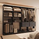 Ver imagem 1 de Guarda-Roupas Closet Modulado Alasca One 240cm 4 Peças com 4 Gavetas e Cabideiros Preto Touch