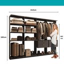 Ver imagem 7 de Guarda-Roupas Closet Modulado Alasca One 240cm 4 Peças com 4 Gavetas e Cabideiros Preto Touch