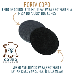 Descanso de Copo Cerveja em Couro Porta Copo Mesa - 5