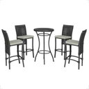 Ver imagem 1 de Mesa Bistrô com 4 Banquetas Roma Preta Corda Náutica Estofado 3 Trama Original