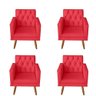 Kit 4 poltrona Para sala de Estar Bianca Capitonê Rodapé Corino Vermelho - Móveis Mafer - 1