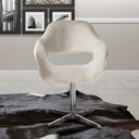 Ver imagem 1 de Poltrona Decorativa Zara Pé Giratório de Metal Sala Recepção Bege Claro