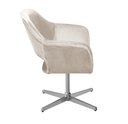 Ver imagem 4 de Poltrona Decorativa Zara Pé Giratório de Metal Sala Recepção Bege Claro