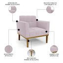 Ver imagem 3 de Poltrona Sala Base Madeira Castanho Kit 2 Ana Bouclé Rosê - Ibiza
