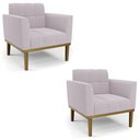 Ver imagem 1 de Poltrona Sala Base Madeira Castanho Kit 2 Ana Bouclé Rosê - Ibiza