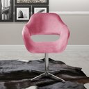 Ver imagem 1 de Poltrona Decorativa Zara Pé Giratório de Metal Sala Recepção Rosa