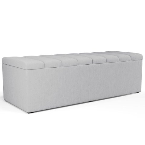 Calçadeira Recamier Baú para Cama de Casal King Dália 195x50 Cm W01 Linho Cinza - Lyam Lyam Decor