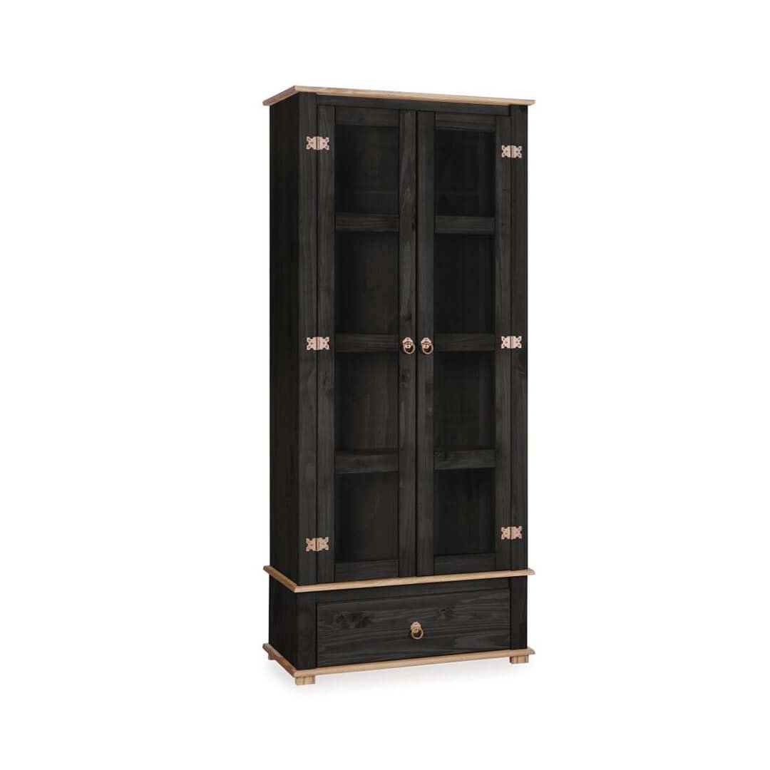 Estante Madeira Pinus com 2 Portas D106 - (preto)