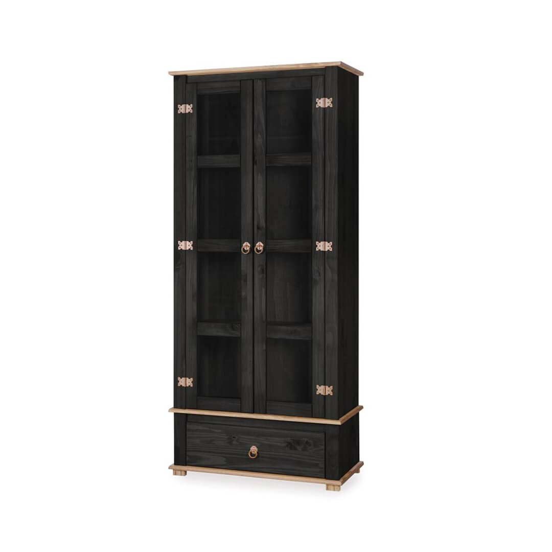 Estante Madeira Pinus com 2 Portas D106 - (preto) - 2