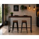 Ver imagem 2 de Mesa Jantar Aparador Bancada Alta Industrial 120x60cm Tampo Marrom Pés Preto