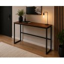 Ver imagem 3 de Mesa Jantar Aparador Bancada Alta Industrial 120x60cm Tampo Marrom Pés Preto