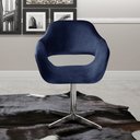 Ver imagem 1 de Poltrona Decorativa Zara Pé Giratório de Metal Sala Recepção Azul Marinho