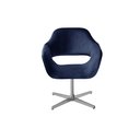 Ver imagem 2 de Poltrona Decorativa Zara Pé Giratório de Metal Sala Recepção Azul Marinho