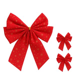 Kit C/3 Laços Vermelhos Grandes Árvore de Natal Enfeite Decoração Luxo