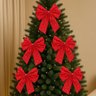 Kit C/3 Laços Vermelhos Grandes Árvore de Natal Enfeite Decoração Luxo - 7