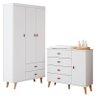 Cômoda Infantil com Guarda Roupa 3 Portas Duda Branco Acetinado Bétula - Carolina - 1