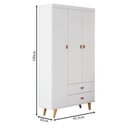 Ver imagem 6 de Cômoda Infantil com Guarda Roupa 3 Portas Duda Branco Acetinado Bétula - Carolina