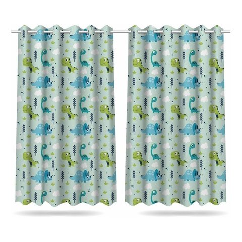 Cortina Infantil Dinossauro Cute 2,60m X 1,50m Tecido
