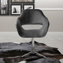 Ver imagem 1 de Poltrona Decorativa Zara Pé Giratório de Metal Sala Recepção Cinza Grafite