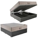 Ver imagem 1 de Cama Box Baú Casal Sintético Bipartido + Colchão Ortobom Airtech Molas Ensacadas 65x138x188 Cinza