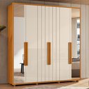 Ver imagem 2 de Guarda Roupa Casal Veronese Ripado 6 Portas Cinamomo/off White com Espelho - Madetec