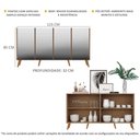 Ver imagem 4 de Aparador Buffet Retrô com Espelho Multimóveis Veneza com 4 Portas FG3559 Rustic/Natural