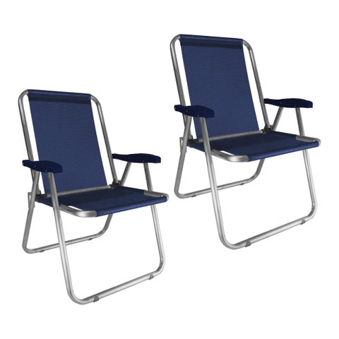 Kit 2 Cadeira Praia Max Alumínio Oversize Reforçada até 140kg Zaka