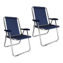 Ver imagem 1 de Kit 2 Cadeira Praia Max Alumínio Oversize Reforçada até 140kg Zaka