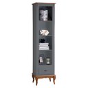 Ver imagem 1 de Estante Torre 03 Prateleiras 1 Gaveta Pés Luiz Xv 60101 - Cinza/imbuia Glazer