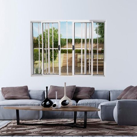 Janela Vitrô de Alumínio 4 Folhas 100 X 120cm Modular Brilhante com Grade