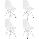 Ver imagem 1 de Kit 4 Cadeiras Charles Eames Eiffel Base Metal Cromado Branca