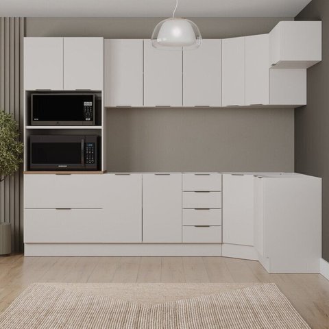 Cozinha Modulada 7 Peças sem Tampo com Rodapé Ipanema CabeCasa MadeiraOriginals Branco