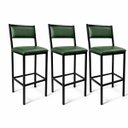 Ver imagem 1 de Banqueta Flora Altura 65cm com Reforço Preta Assento e Encosto Verde Kit 3 Unidades