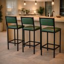 Ver imagem 2 de Banqueta Flora Altura 65cm com Reforço Preta Assento e Encosto Verde Kit 3 Unidades