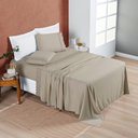 Ver imagem 4 de Jogo Cama Lençol Bouclê King Micro Percal 200 Fios C/ Laise Bordada 4 Peças - Bege Taupe