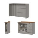 Ver imagem 4 de Kit Ilha Gourmet 2 Portas 3 Gavetas com Porta Toalha MDF Cinza Americana 145.5cm