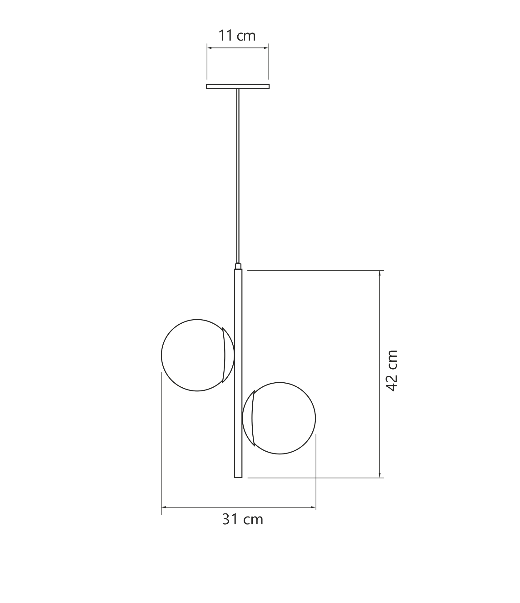 PENDENTE DROP DUPLO PRETO GLOBO LEITOSO Enerlux 5 Metros - 2