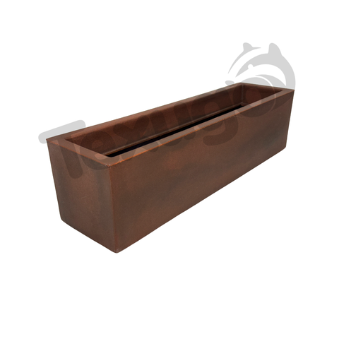 Vaso Floreira Jardineira Flat Polietileno 57x15x15cm Japi - Aço Corten