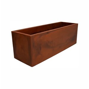 Vaso Floreira Jardineira Flat Polietileno 57x15x15cm Japi - Aço Corten