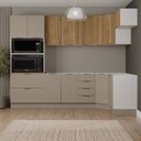 Ver imagem 1 de Cozinha Planejada 7 Peças sem Tampo com Rodapé Ipanema CabeCasa MadeiraOriginals Marrom/Fendi Trama/Acácia