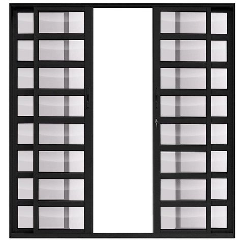 Porta de Correr Alumínio Preto Travessa 04 Folhas Maxx - 210x160cm