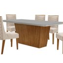 Ver imagem 2 de Mesa para Sala de Jantar Aida com 6 Cadeiras Safira Moderna Veludo Creme/off White/imbuia